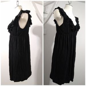 Elle Women Black Dress V-neck size M elastic waist